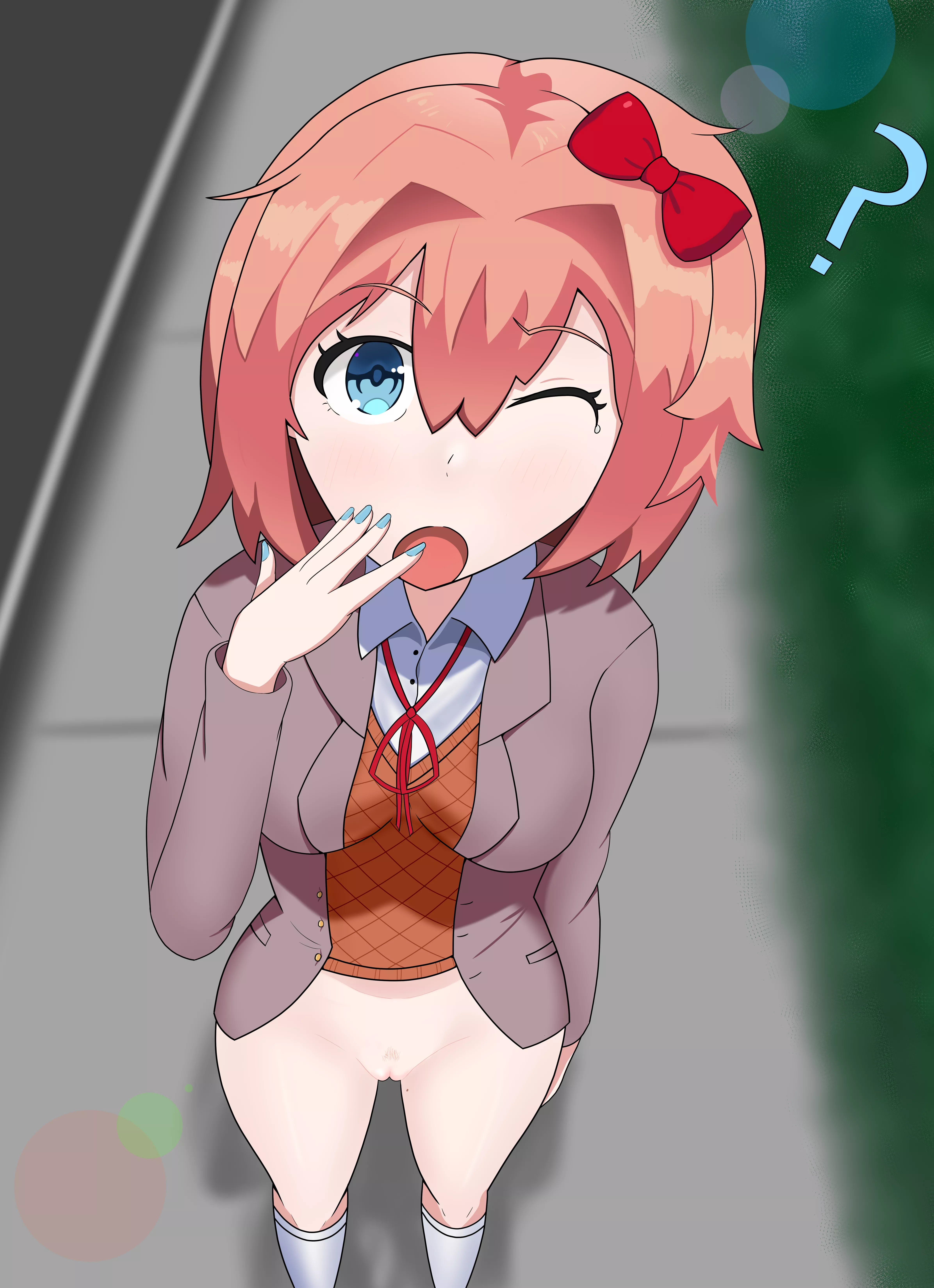 (OC) Sleepy Sayori forgot something.. Will you remind her or not~?