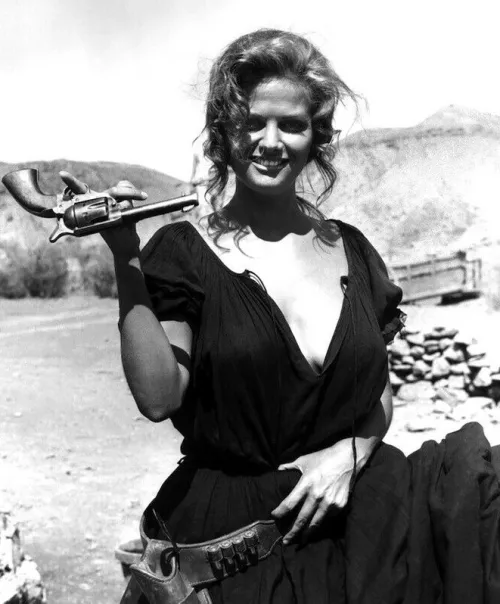 Claudia Cardinale on the set of Once Upon A Time in the West (1968)