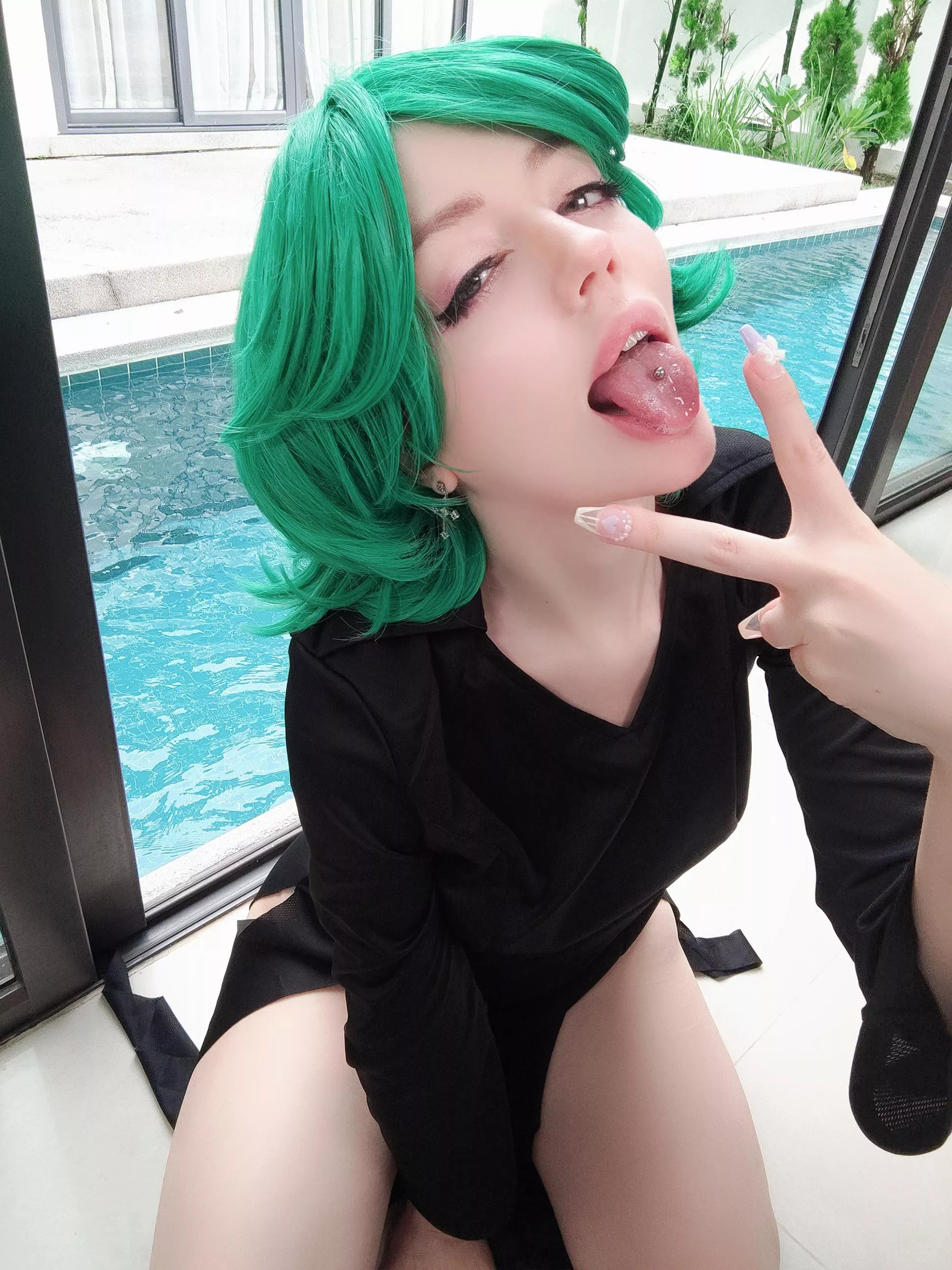 Hey, I think it's too hot here, cool off in the pool, honey