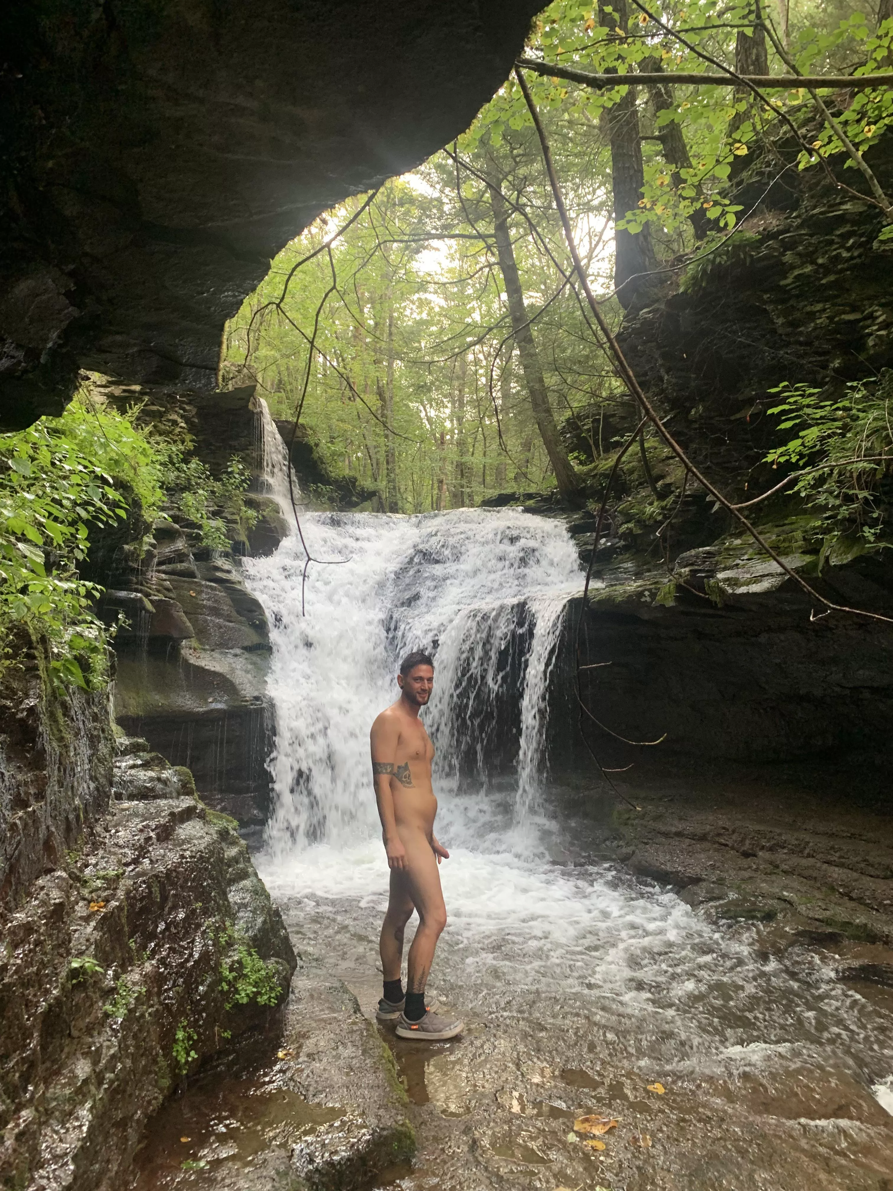 One of those special moments 💚who else likes getting naked at a waterfall?