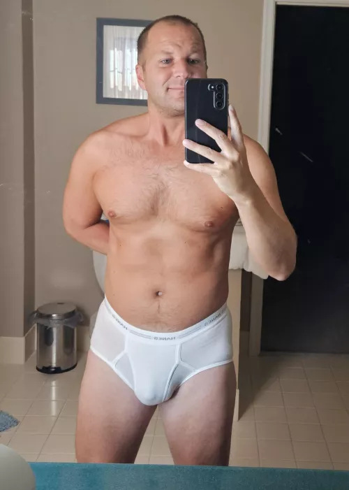 Wearing Hanes dad briefs in the morning [37]