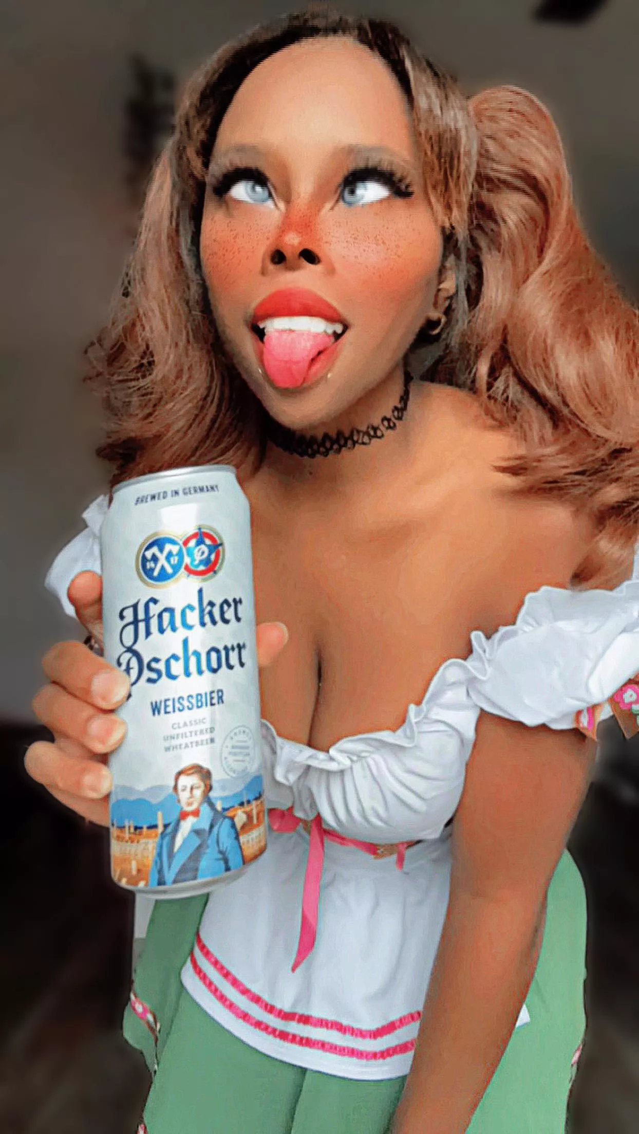 Now that I think about it, I should have taken this pic with foamy beer dripping off my tongue