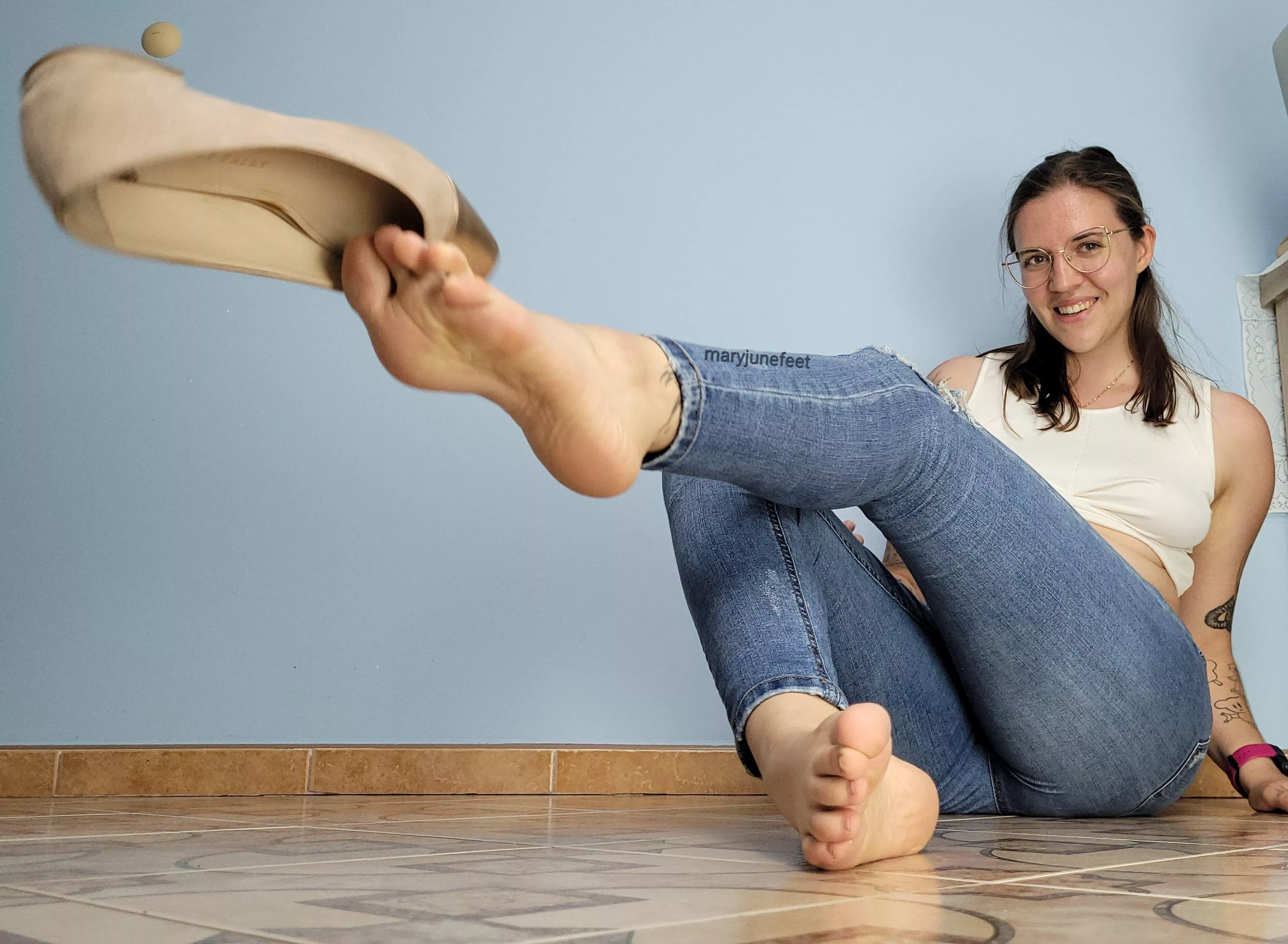 Playing with the shoe and your feelings.