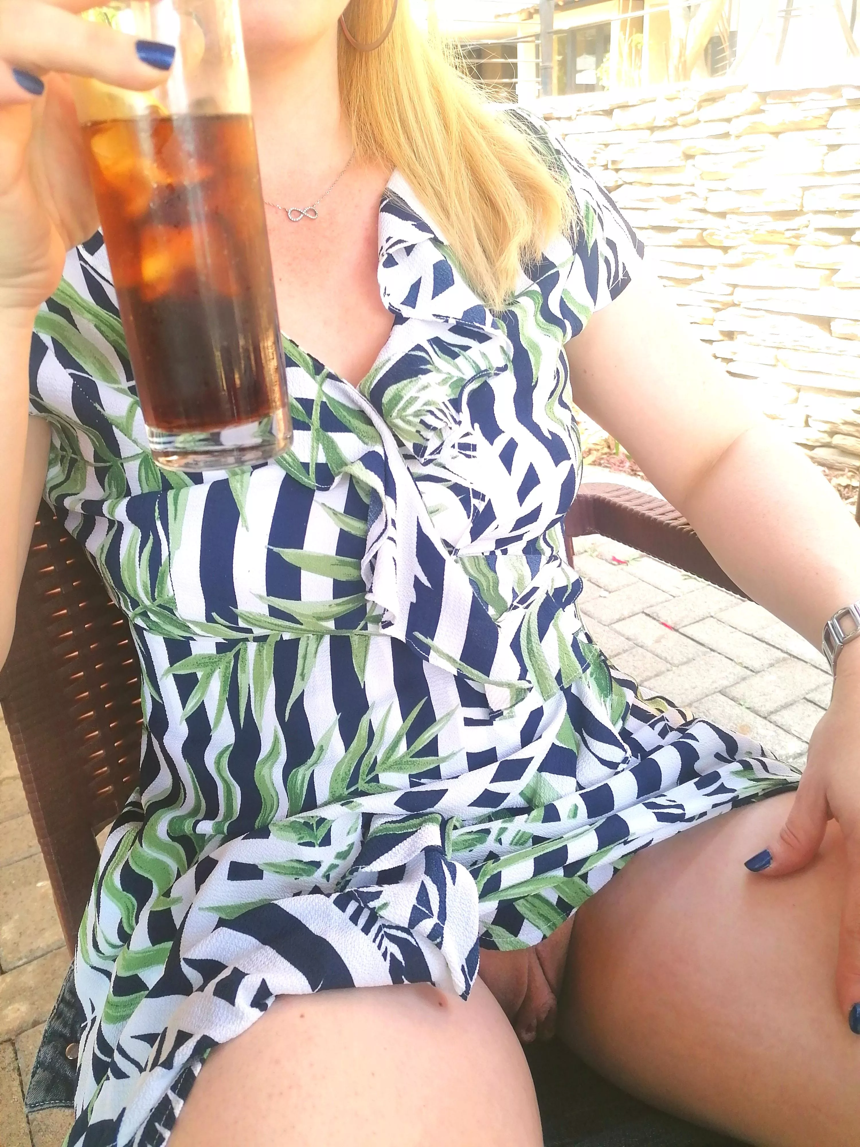 Care to join me for a drink in my favourite outdoor restaurant? OC. NSFW