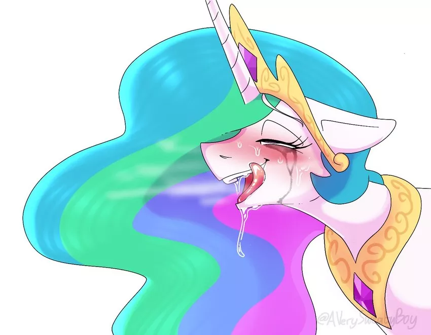 Celestia shed tears of happiness after tasting the most delicious cake of her life (art by averysweatyboy)