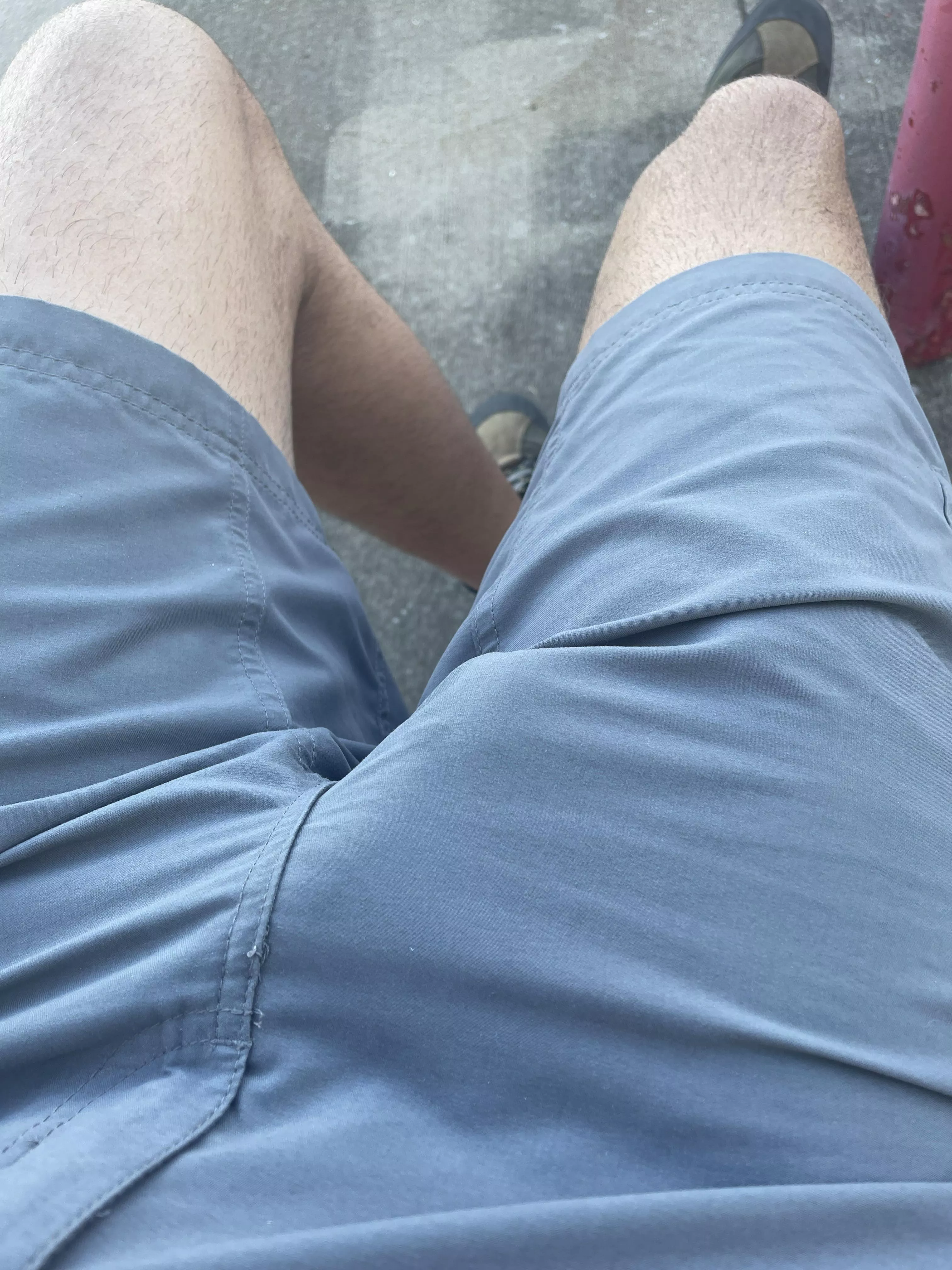 Probably shouldn’t stand up for a few minutes, commando and these shorts are super thin!