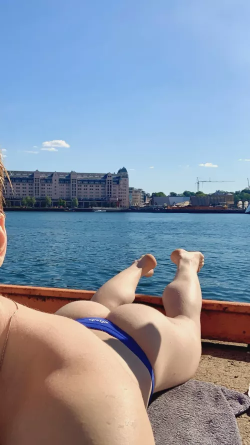 First wearing a swim thong in public