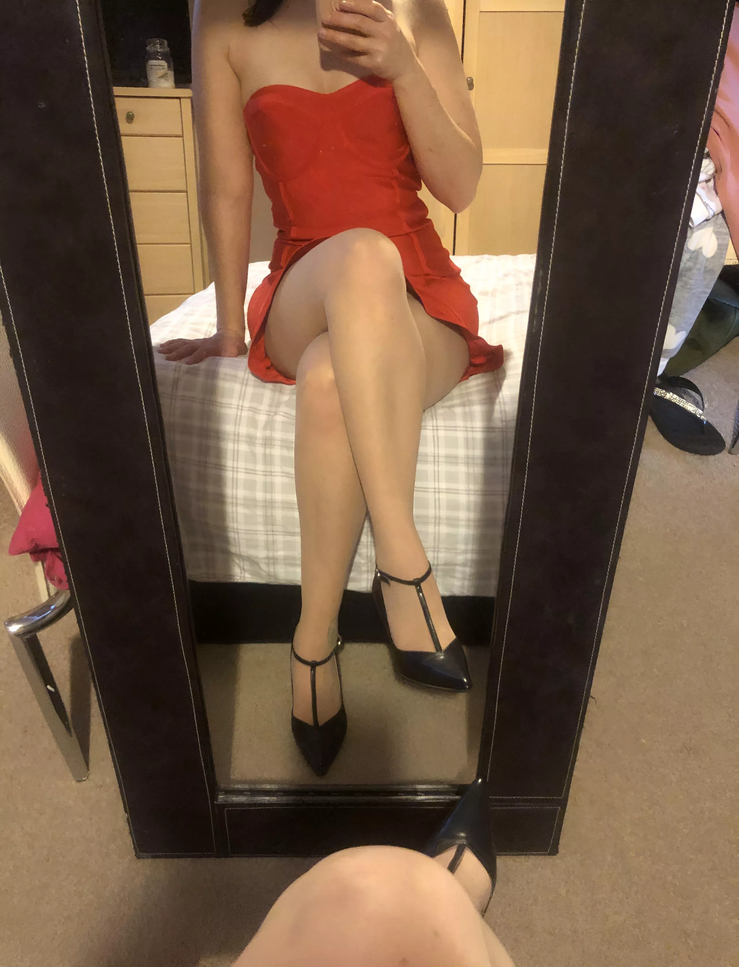 My favourite nude sheer tights and dress