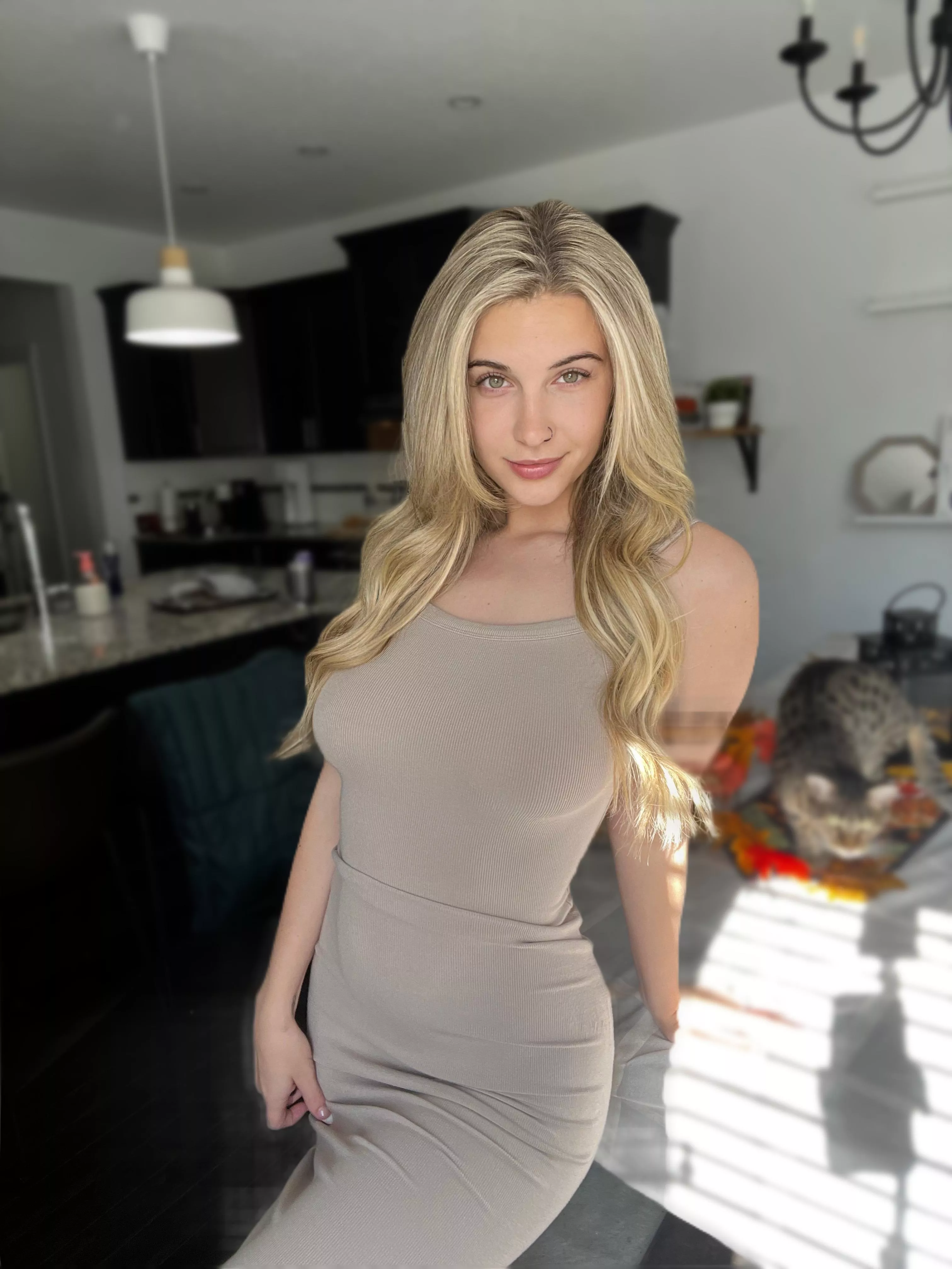 My kitty's on the prowl in the back 😅