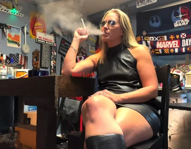 Thick Thigh Exhale....In leather and boots....