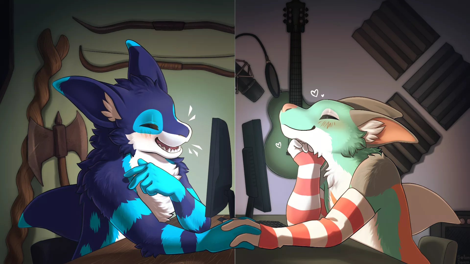 Always by my side💻~❤️~💻 lithxe and milothemanokit are such cuties (art Salem_Severn)