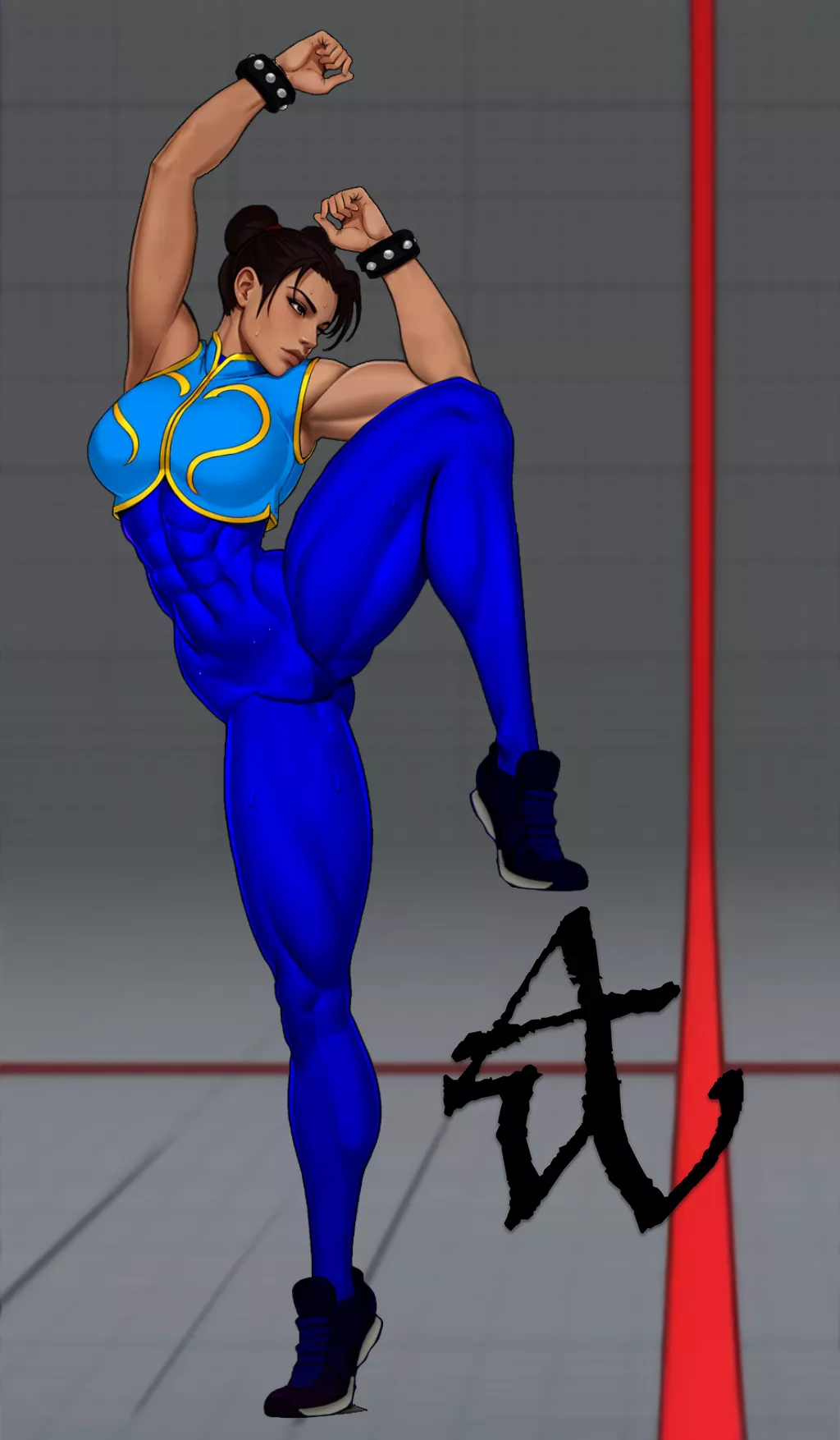 [Artwork] by (Abel_Waters) Chun Li working up a sweat. 💪