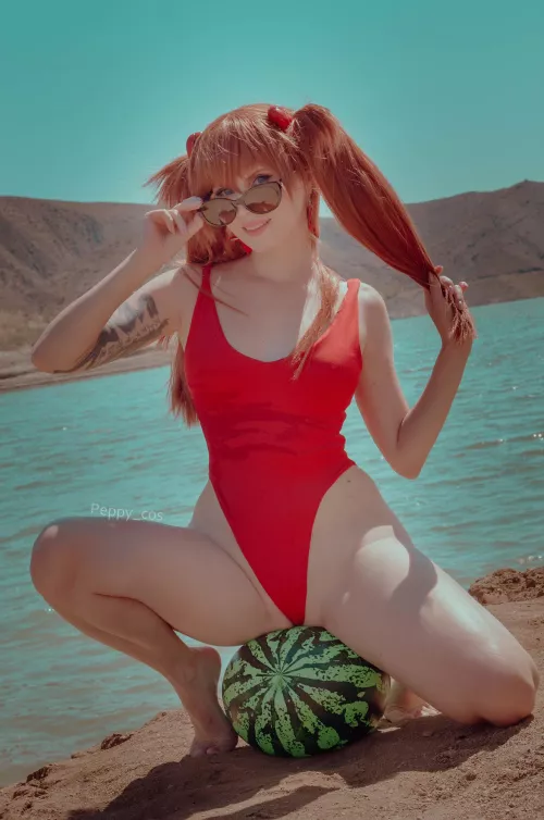 Asuka Langley on the beach by Peppy_cos