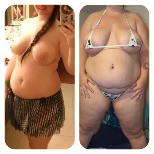 Eating good... +70 pounds from left to right