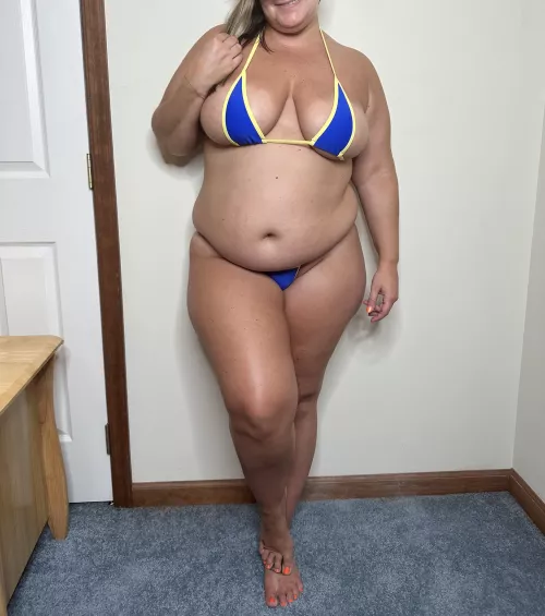 Mom bod in a tiny bikini