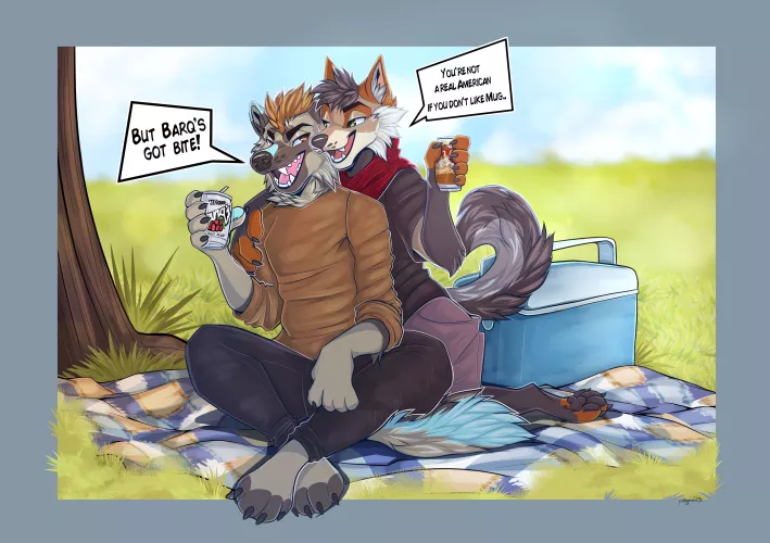 Squabblin' about root beer with my boyfriend, as usual. (I won't stand for Mug slander)