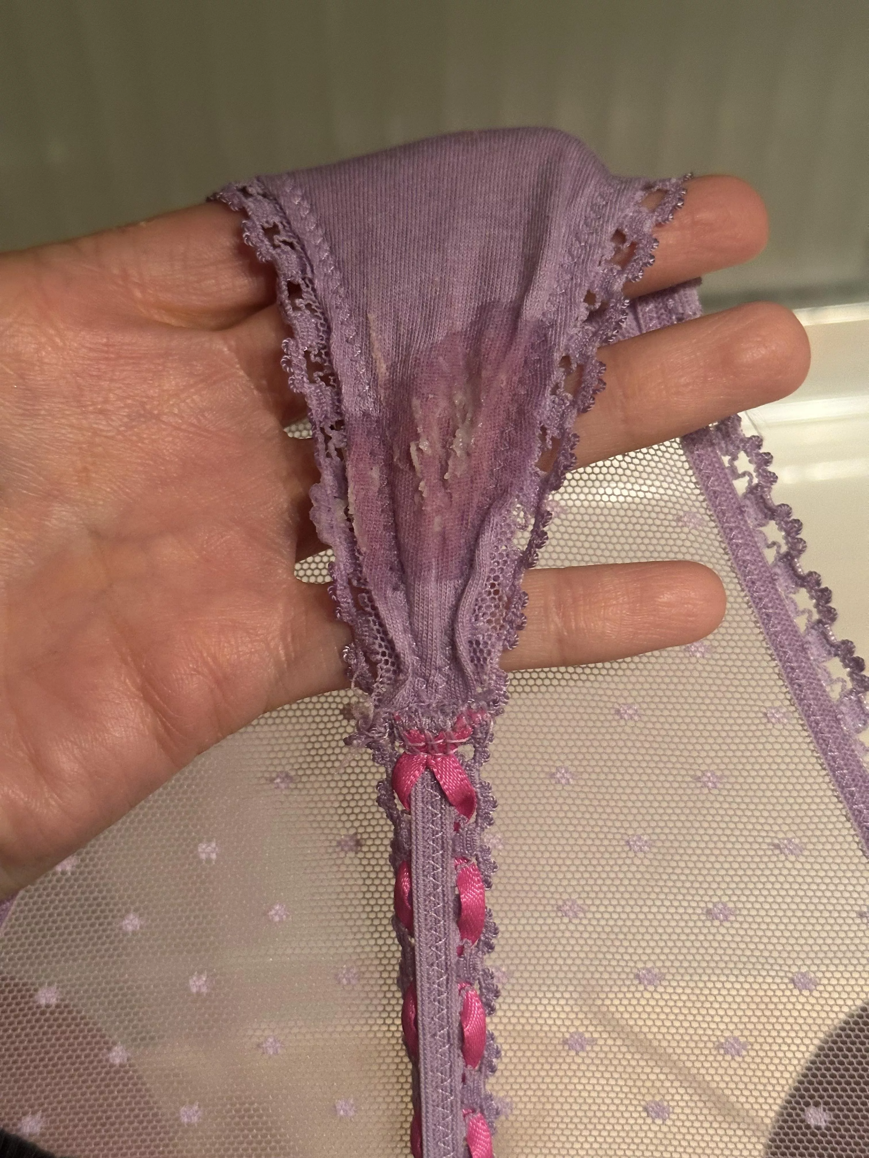 Creamy yumminess after a long day. This gstring was so far up my pussy