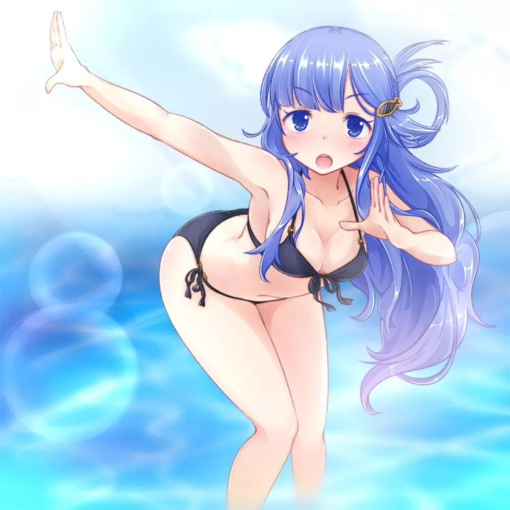 Cute and sexy waifu at the beach