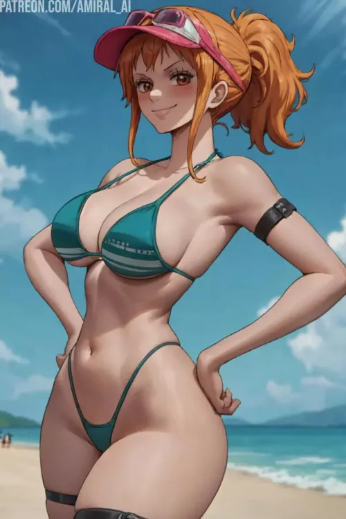 Sexy Nami in bikini at the beach