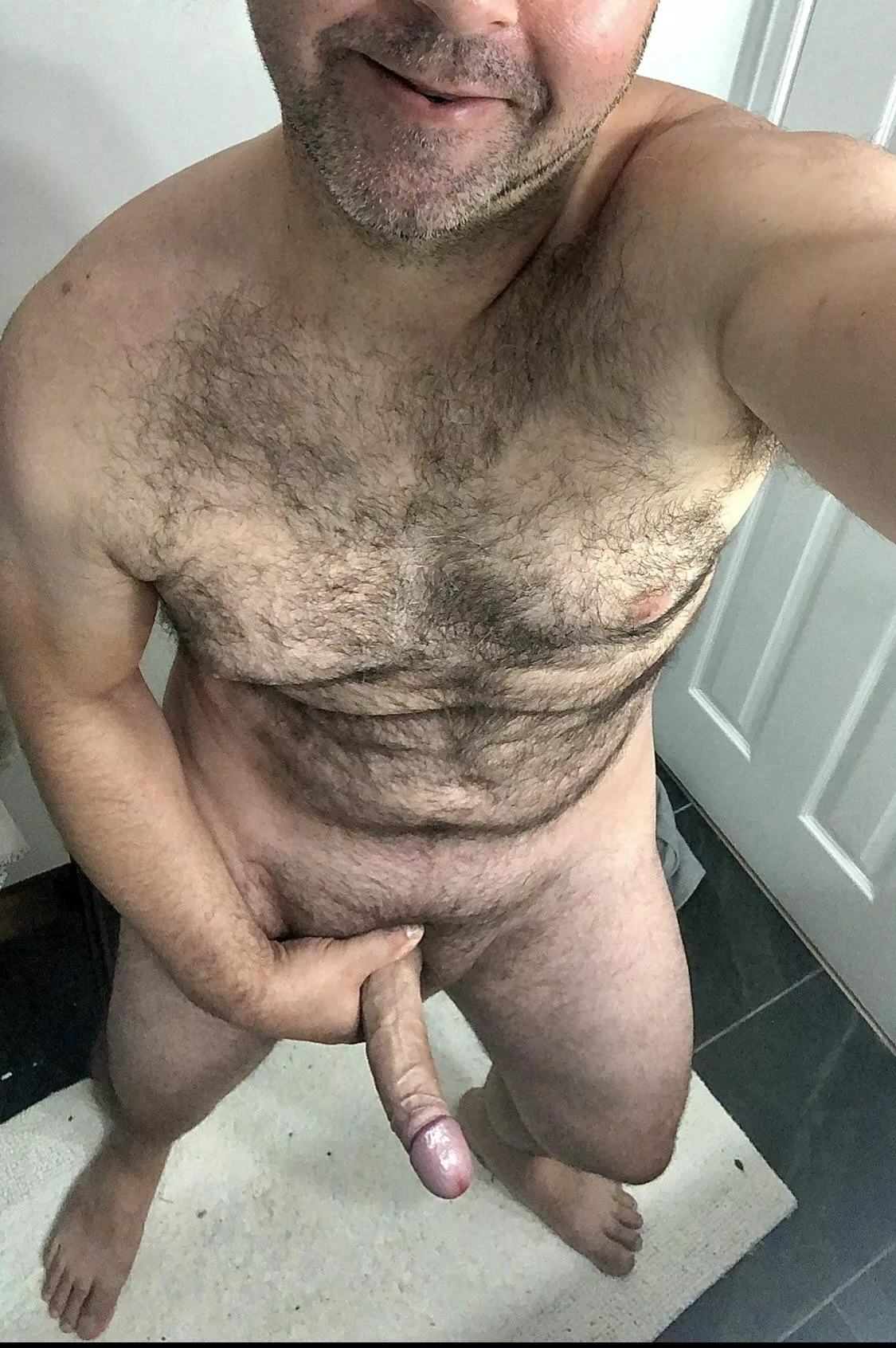 You may feel a little scratch with my face between your thighs, but you’ll definitely feel a stretch when I start to slip inside.