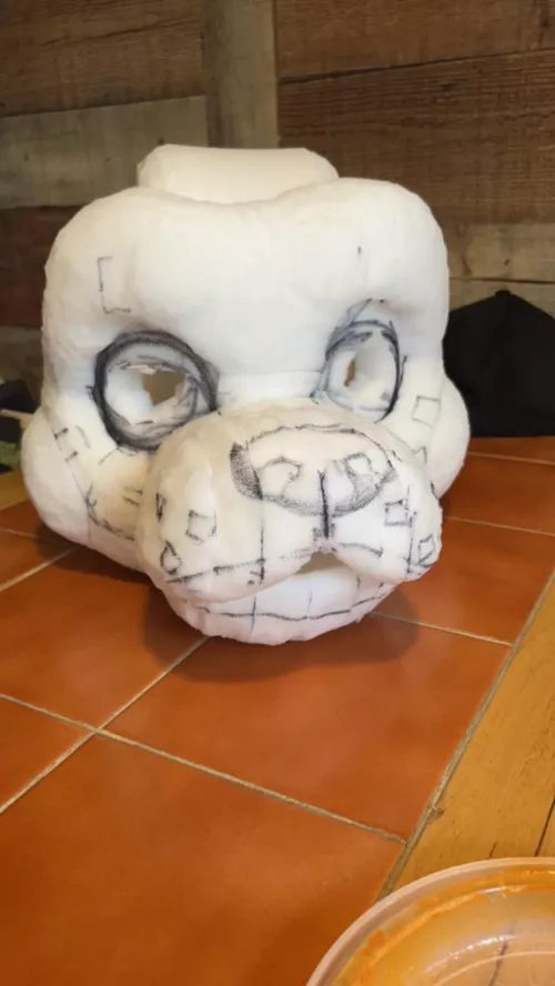 my first time making a fursuit head, what do you guys think?