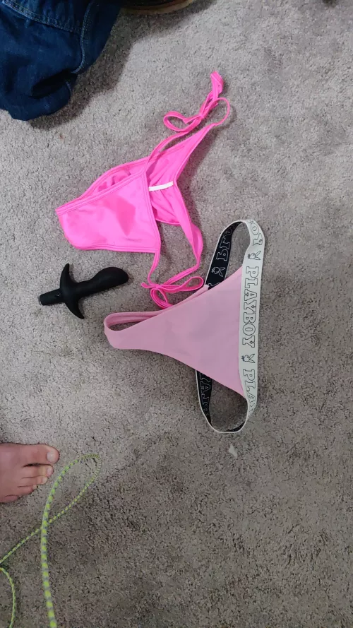 New panties. Love a satin or strappy thong. Who wants to see them