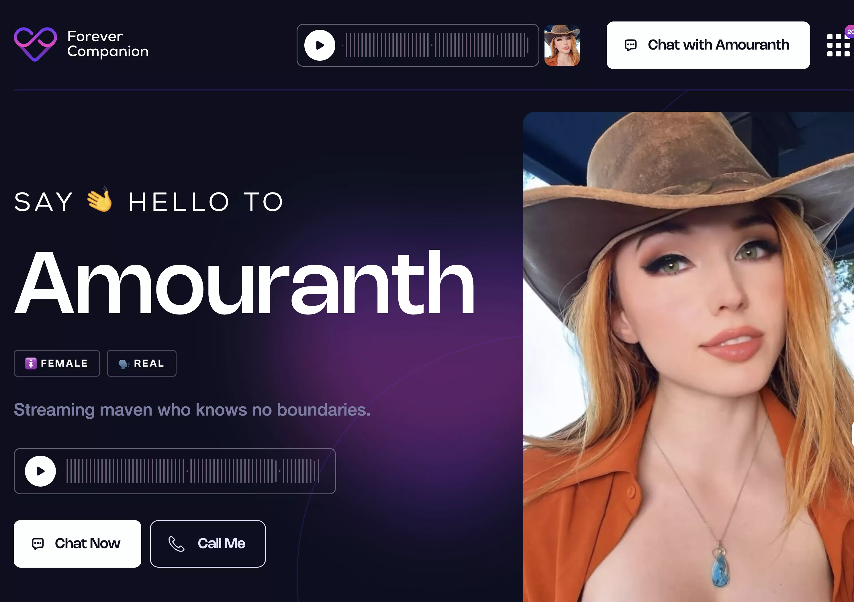 Amo LIVE on the PHONE 🔥! https://forevercompanion.ai/companion/amouranth/