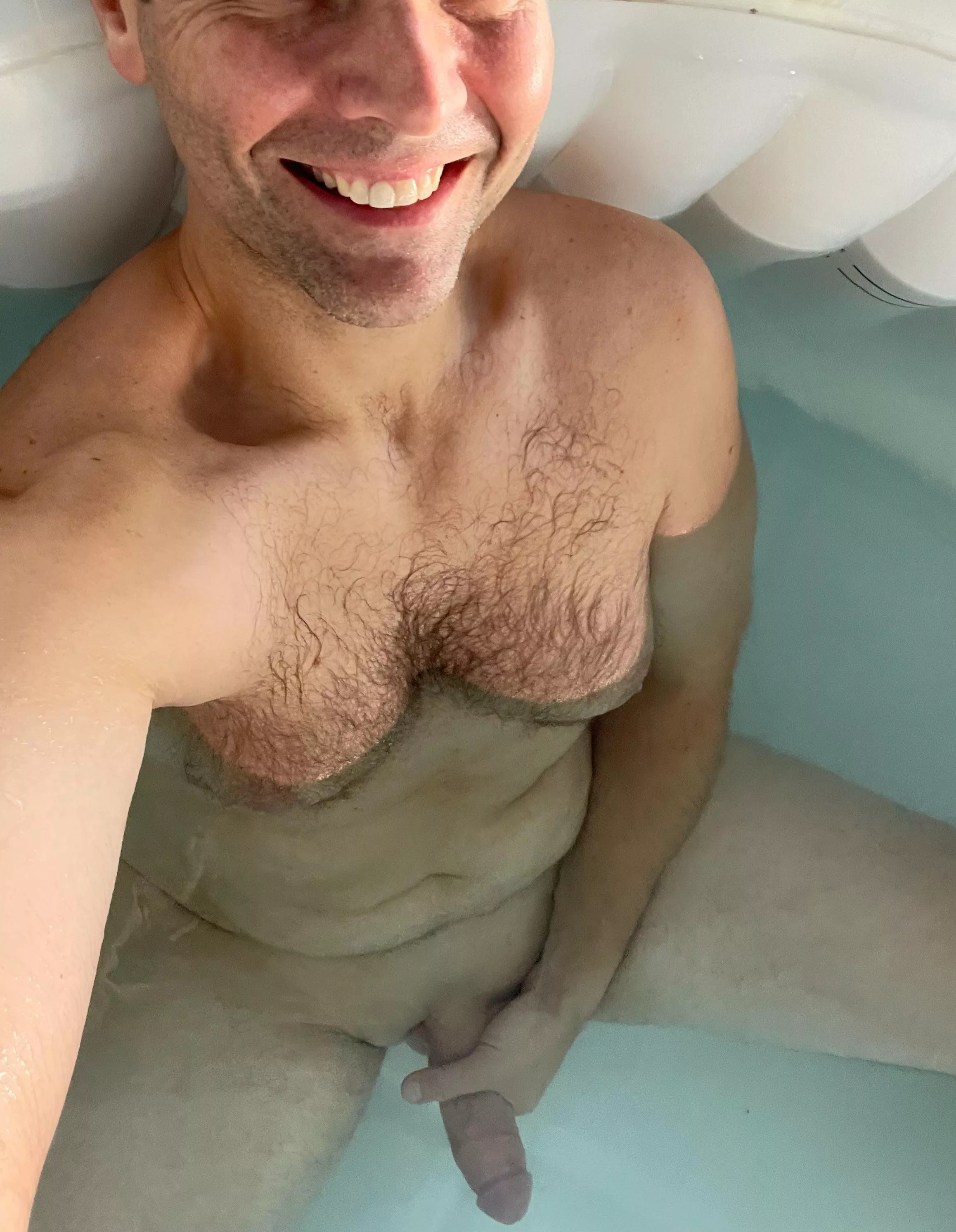 Chubby dad enjoying his hot tub alone. Yet again.