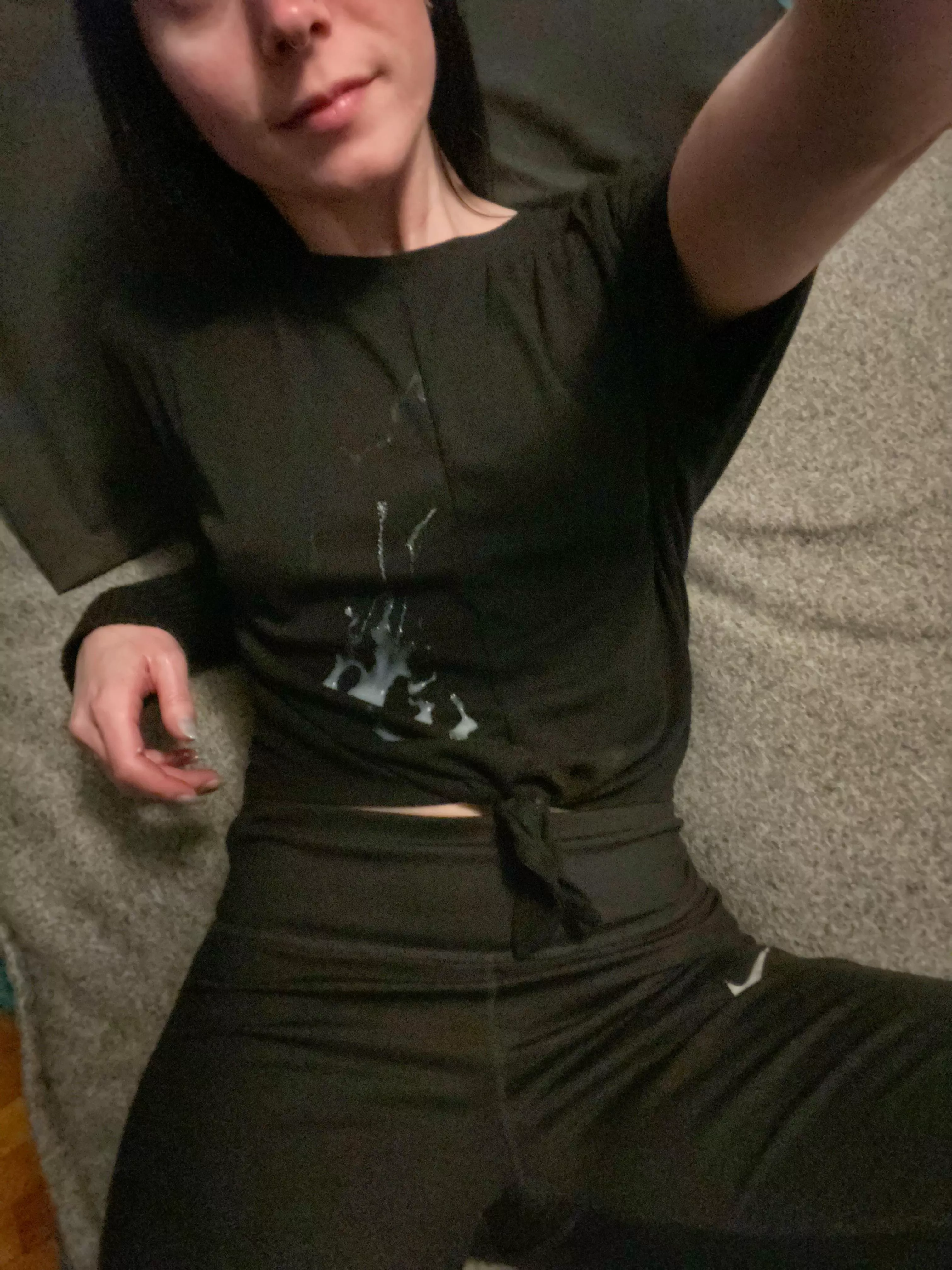 Cum against black always looks great