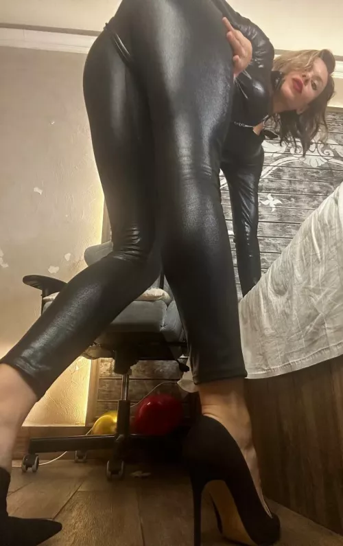 Girls in leather look beautiful.