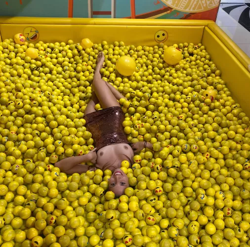 Playing in the ball pit cx I love balls hehe