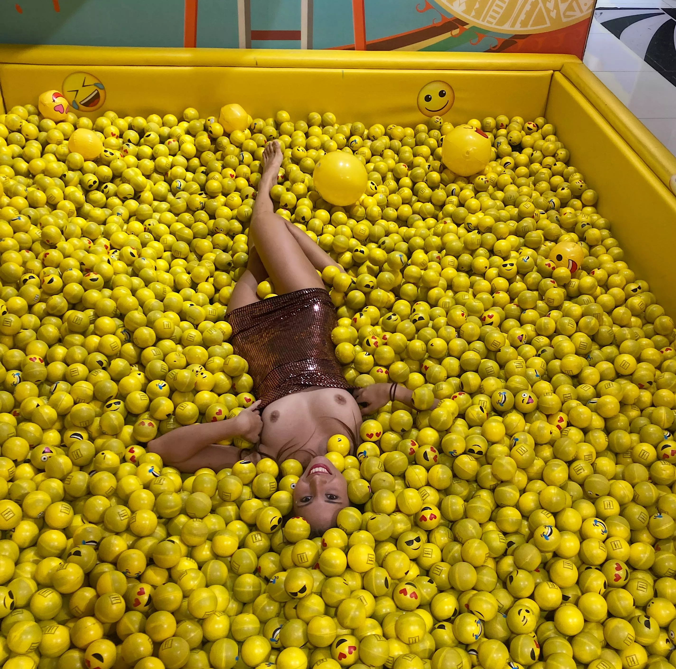 Playing in the ball pit cx I love balls hehe