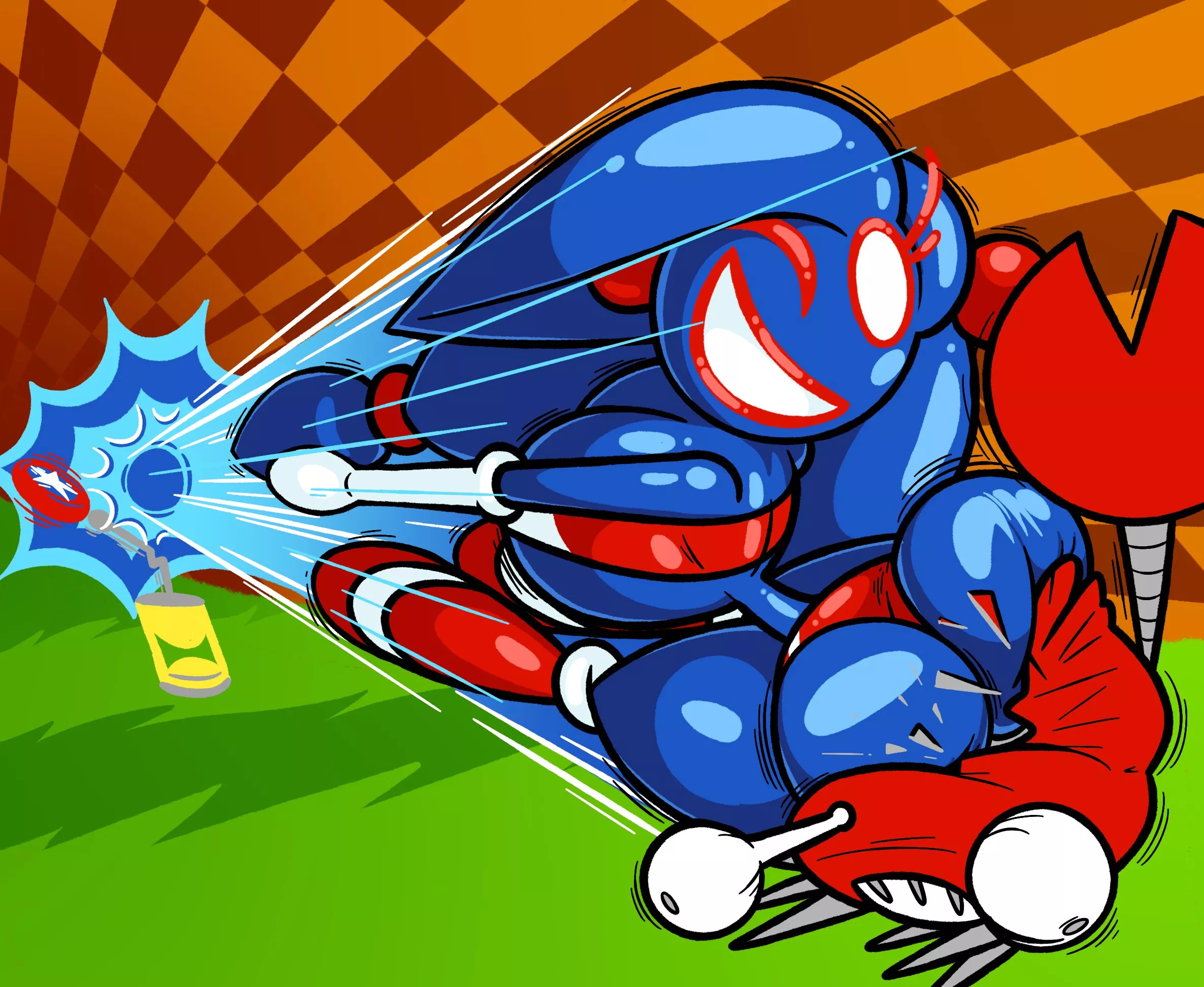 Sonic discovering the benefits of being made out of solid rubber. (@FrostLock63)