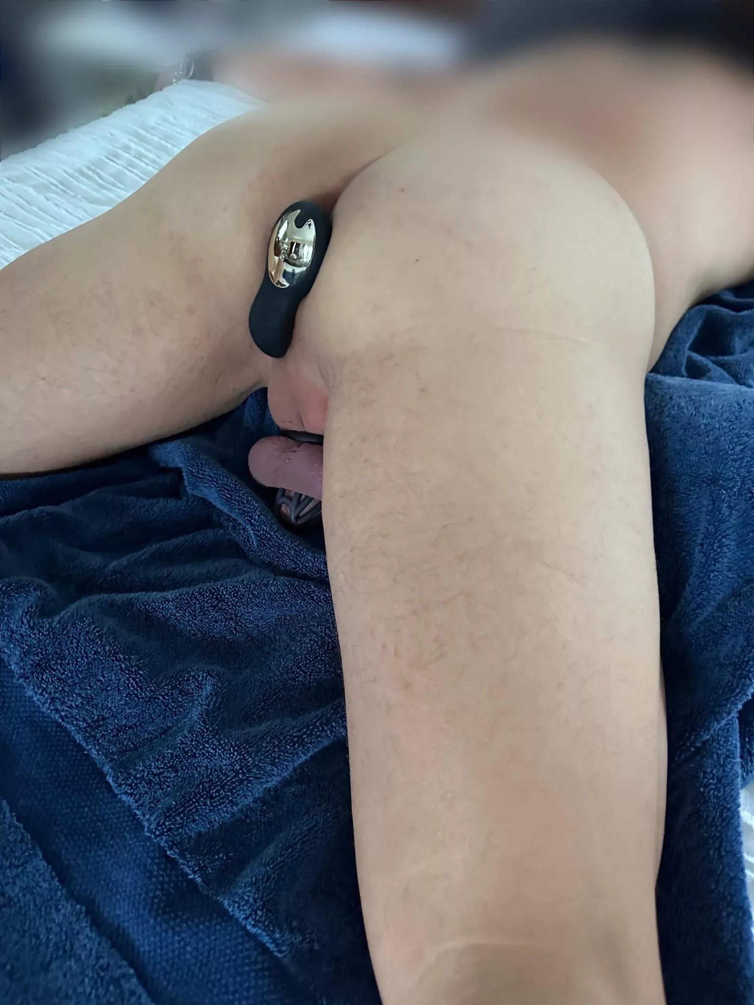 Tied, caged, plugged and waiting for the strapon