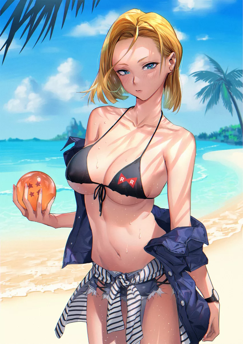 Sexy Android 18 is the beach 🏖️