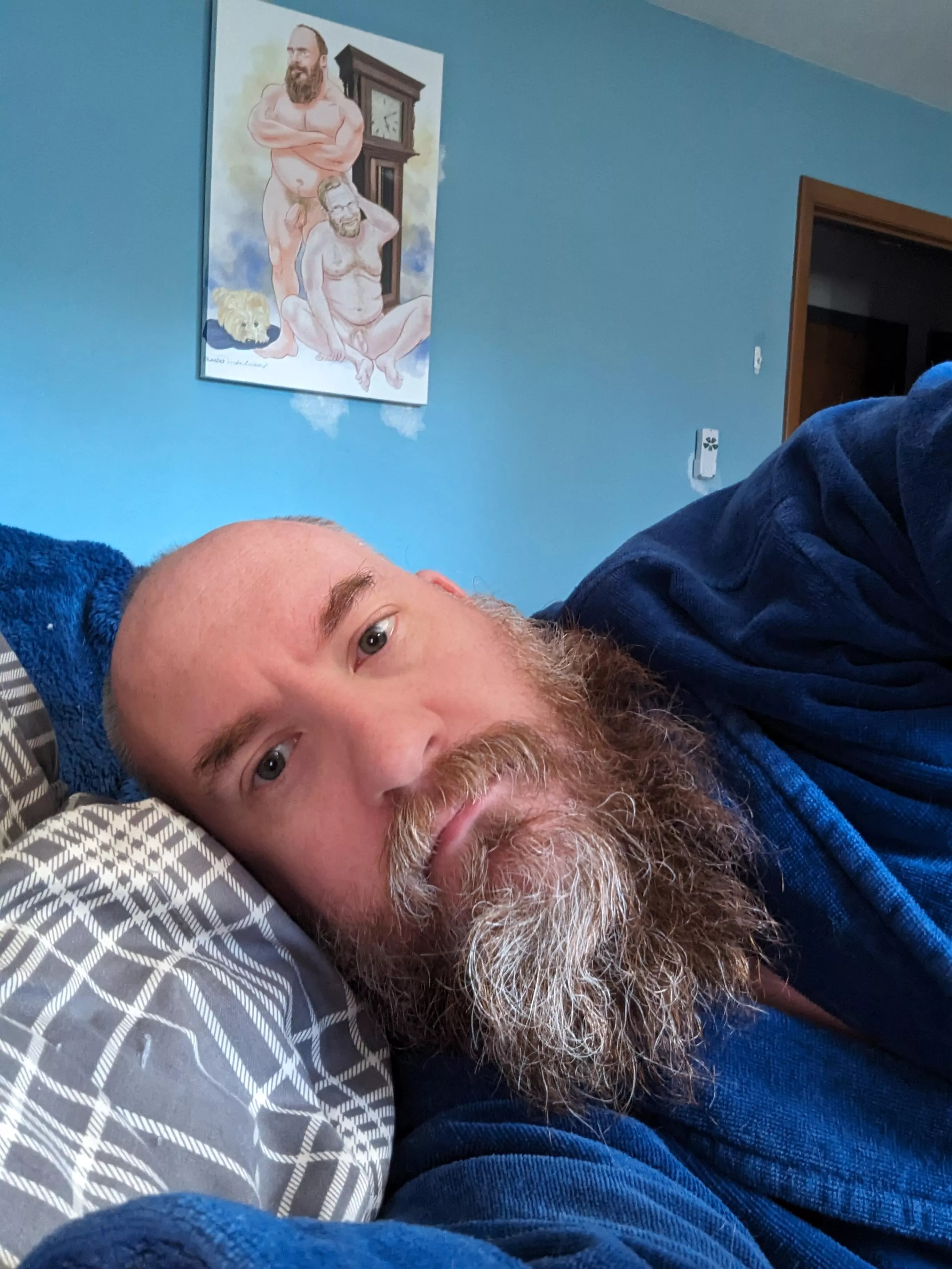 The photo is rated PG. The painting in the background is not.