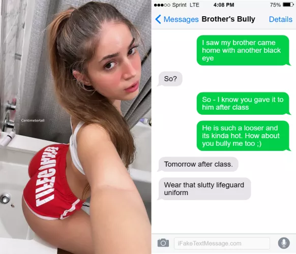 A sister finds it hot that her brother gets bullied - she wants to get bullied to but probably in a different way