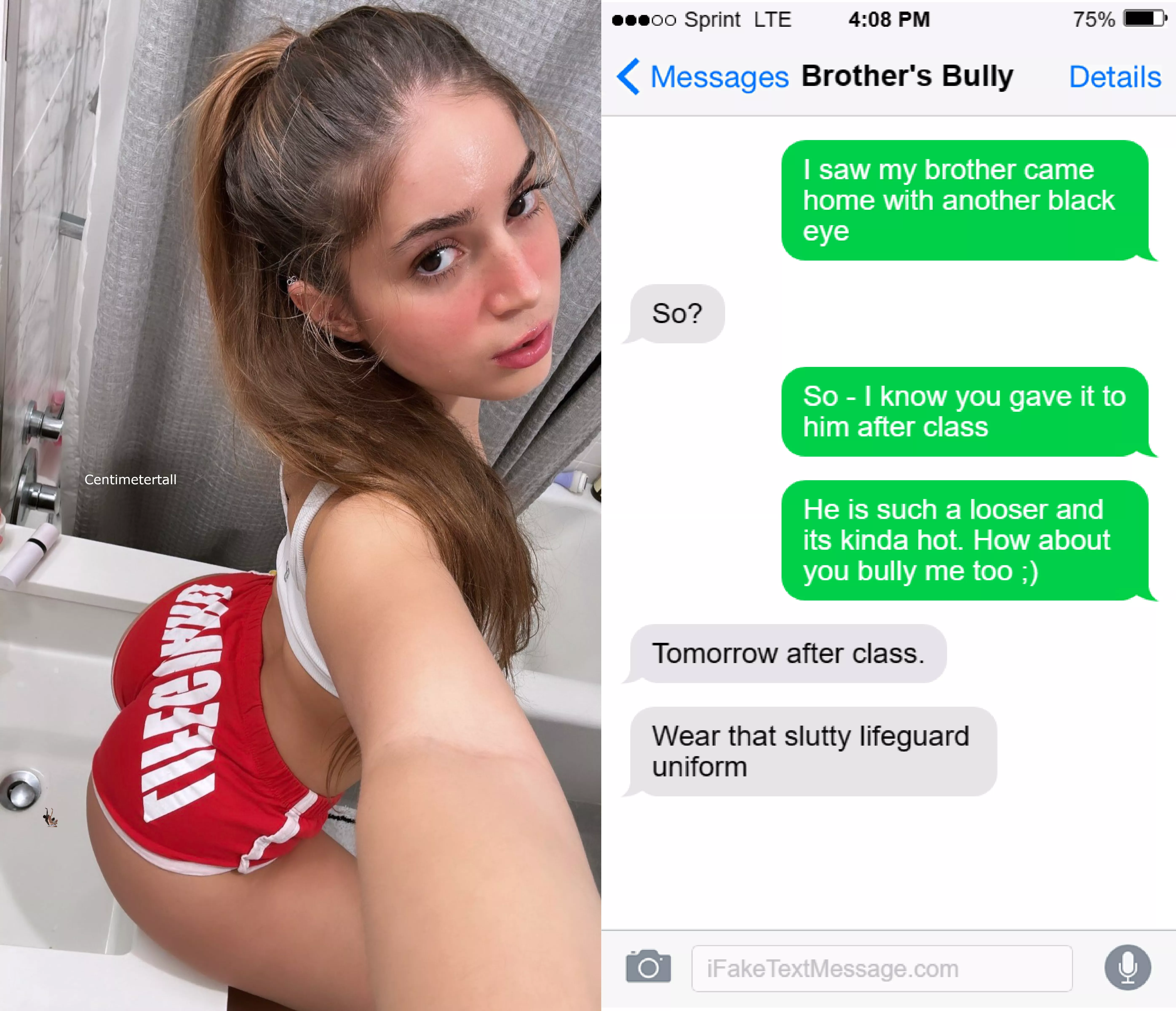 A sister finds it hot that her brother gets bullied - she wants to get bullied to but probably in a different way