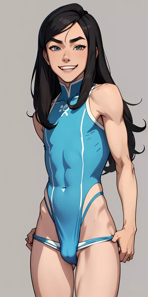 (AI) Femboy Korra in One Piece Swimsuit