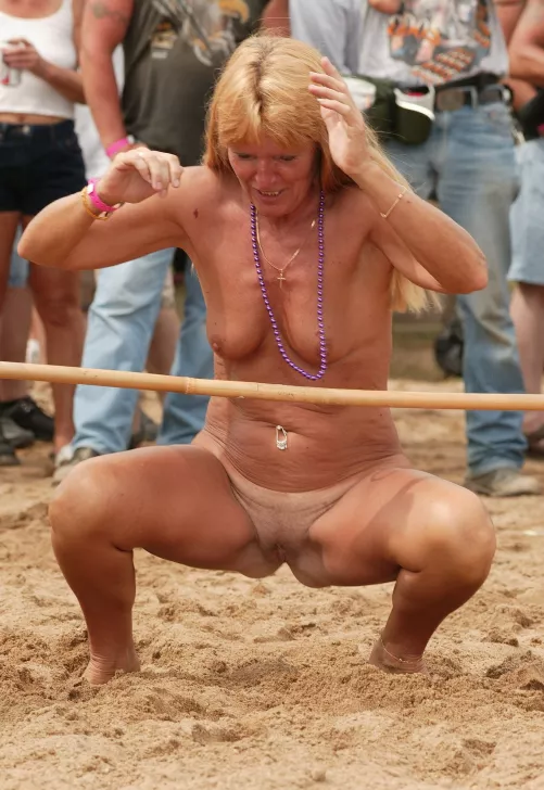 Granny Trying Naked Limbo