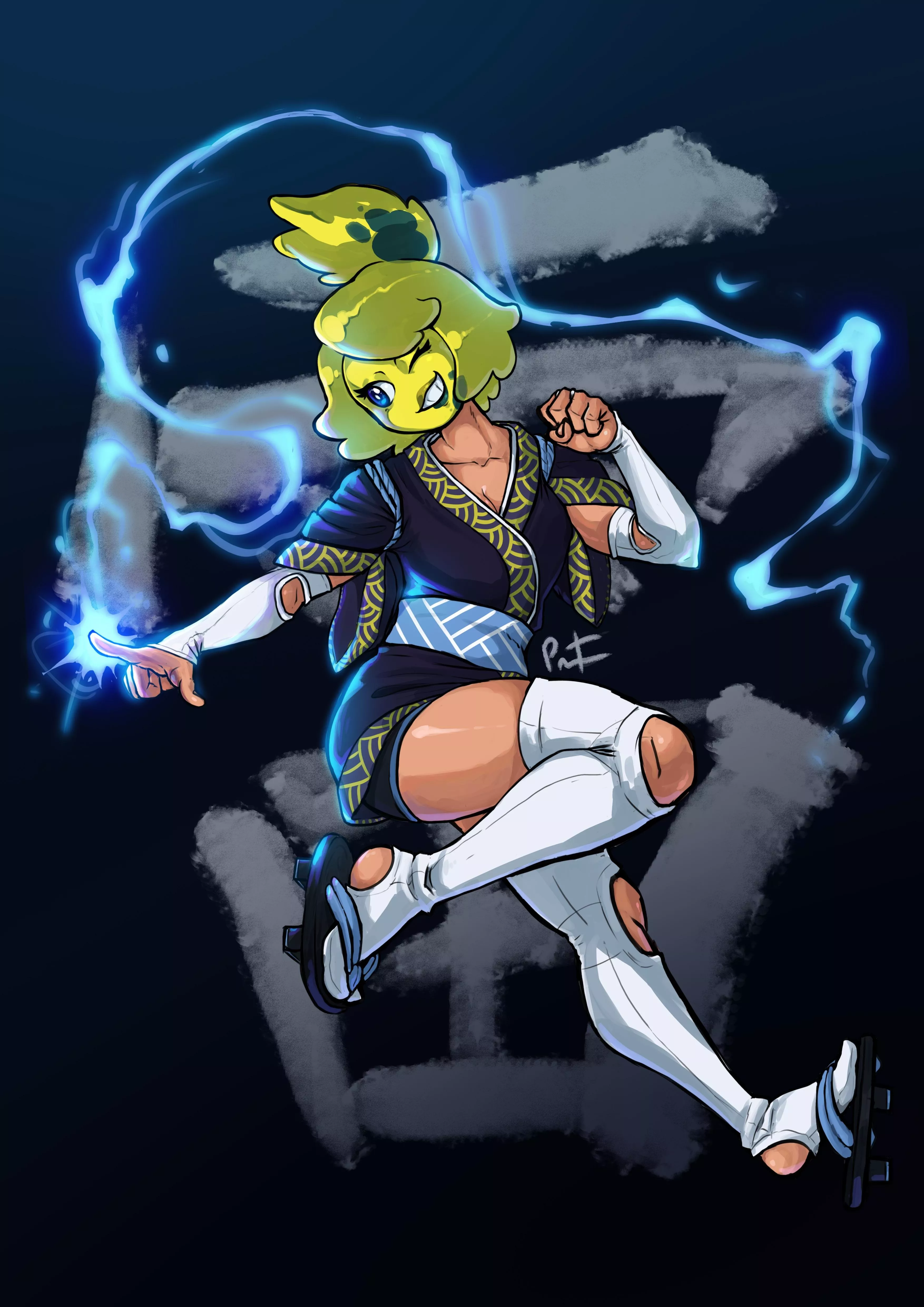 Yoki an energetic slime girl(oc) - by me