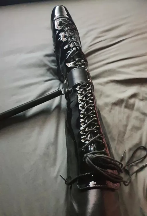 My shiny ballet boots look so much sexier when locked in restraints