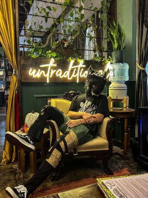 showing off his new outfit