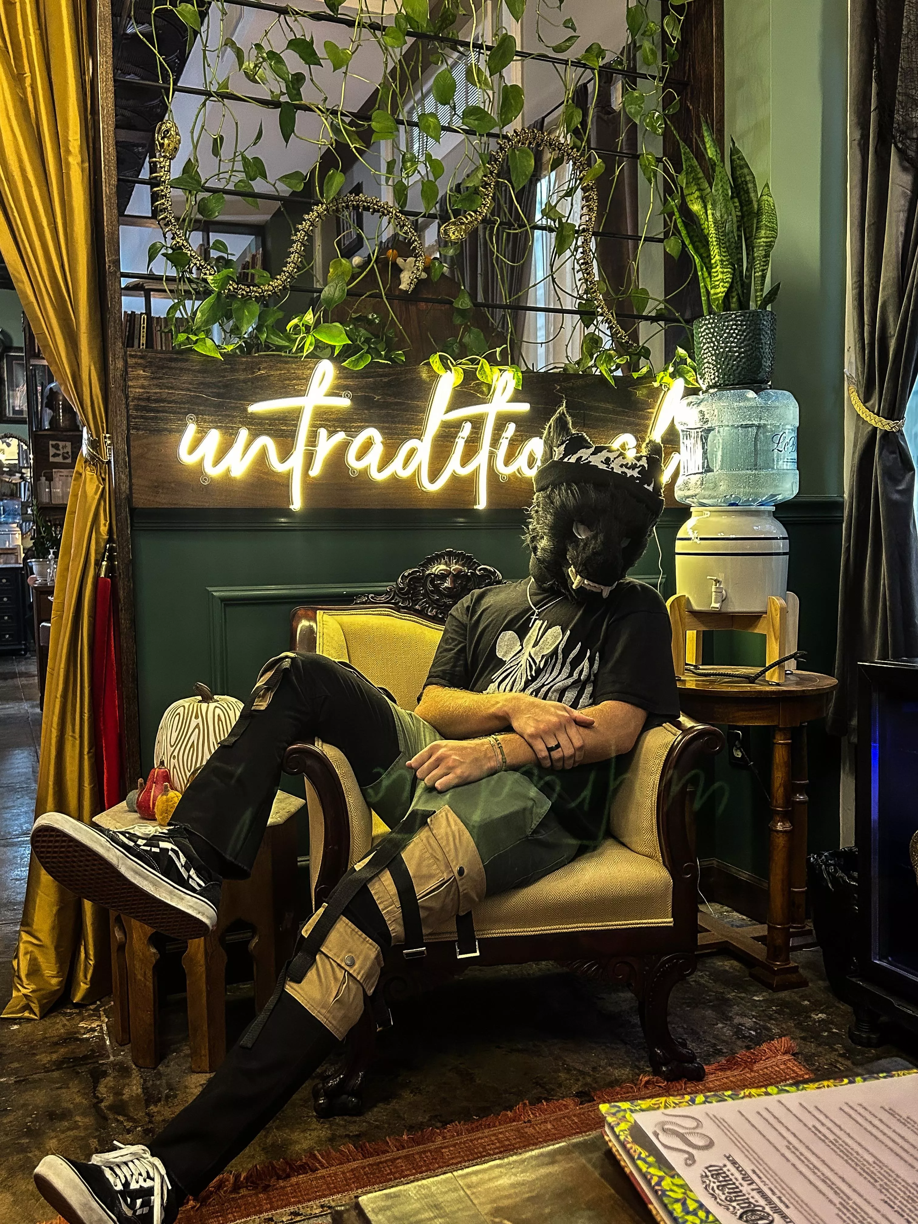 showing off his new outfit