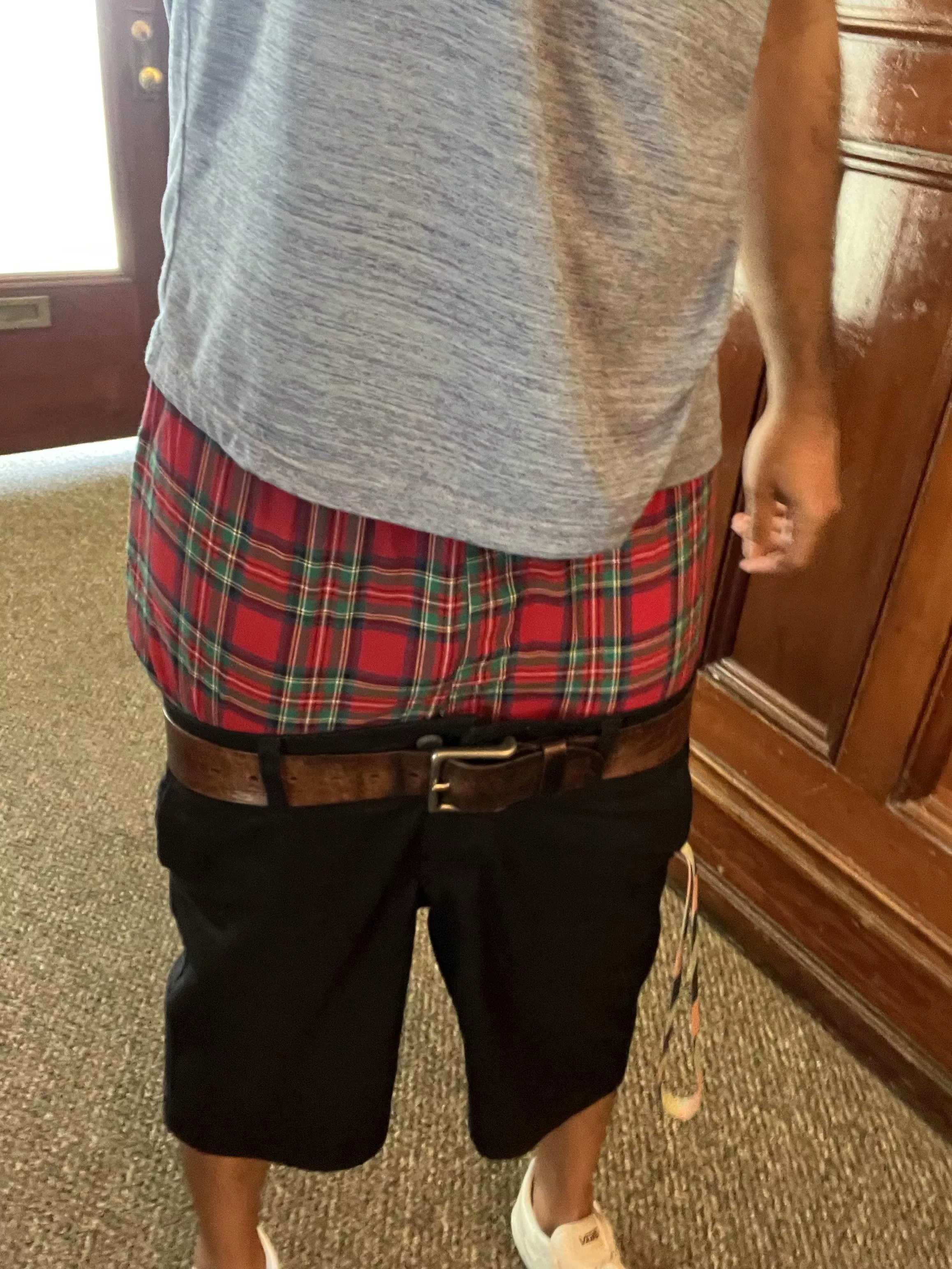 Showing off my boxers at the office