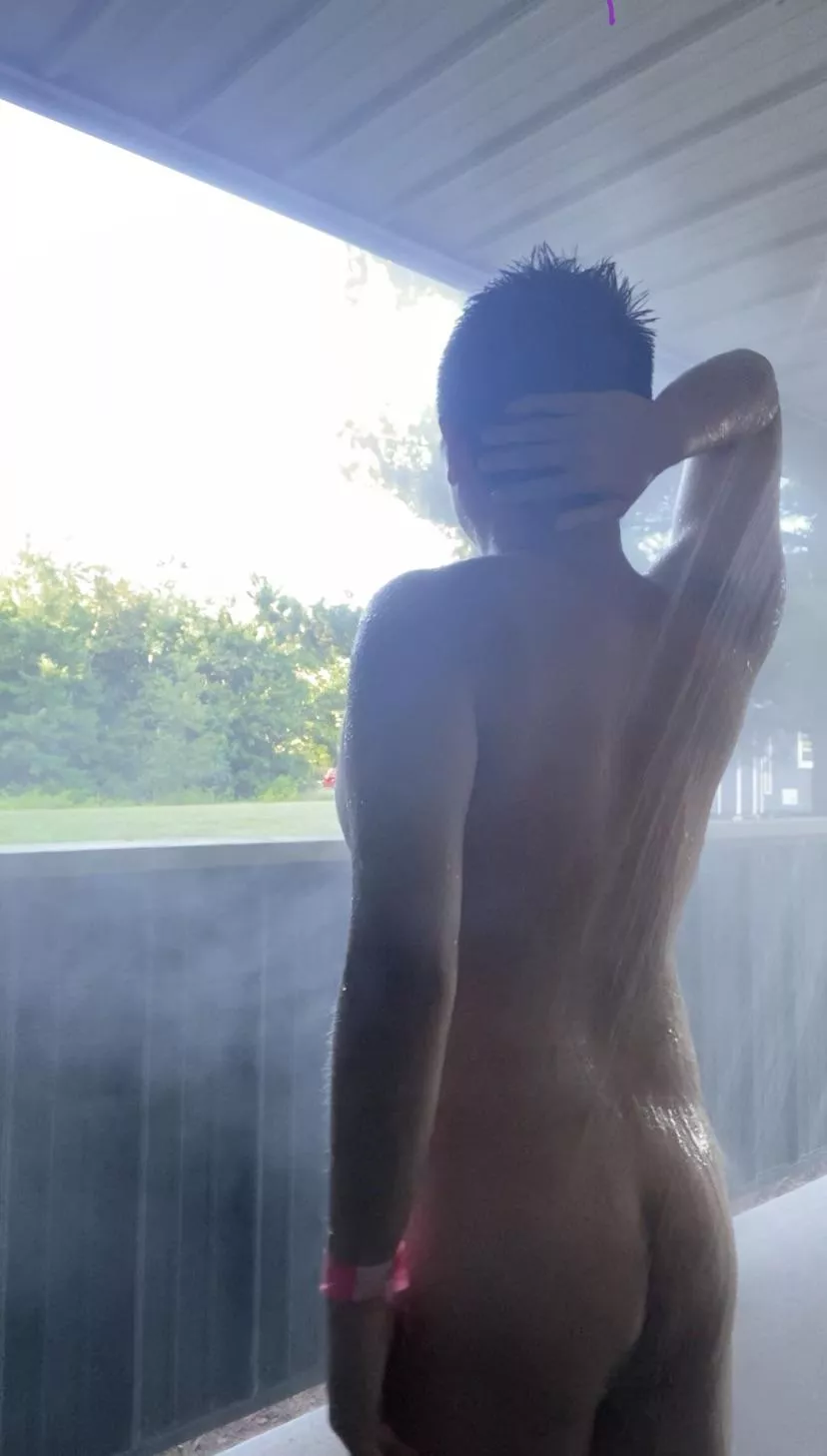 Come take a nice hot shower outdoors with me