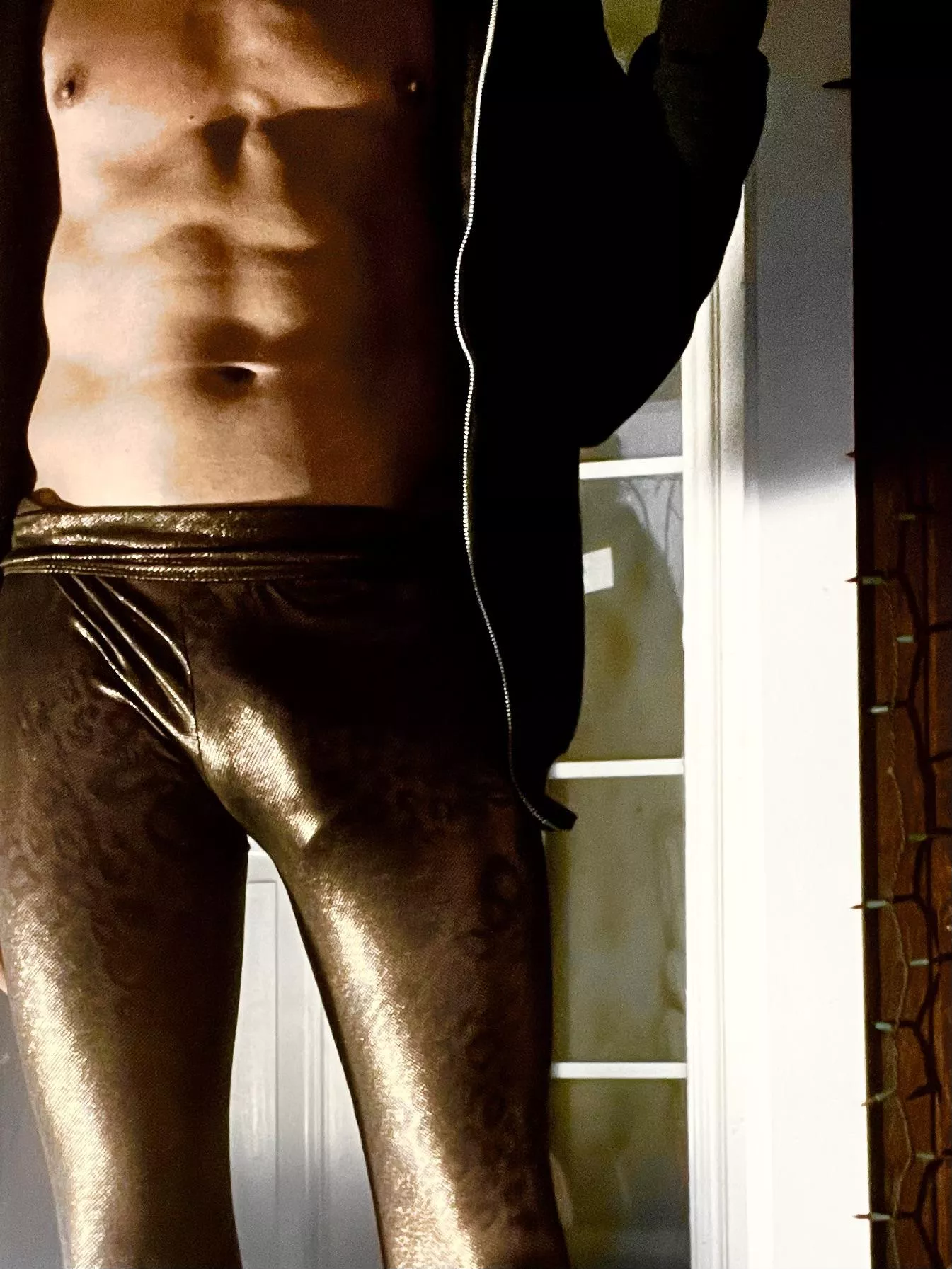 Leopard metallic leggings