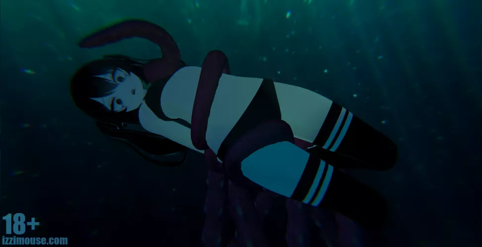 tentacle buddy arrives for a surprise swim (oc)