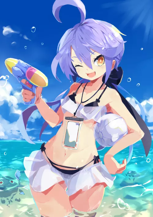 A man frolicking in the sea