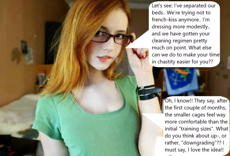 Chastity Fantasy: Caption 391. Locktober is a great time to take your chastity hobby more serious. At least she thinks so.